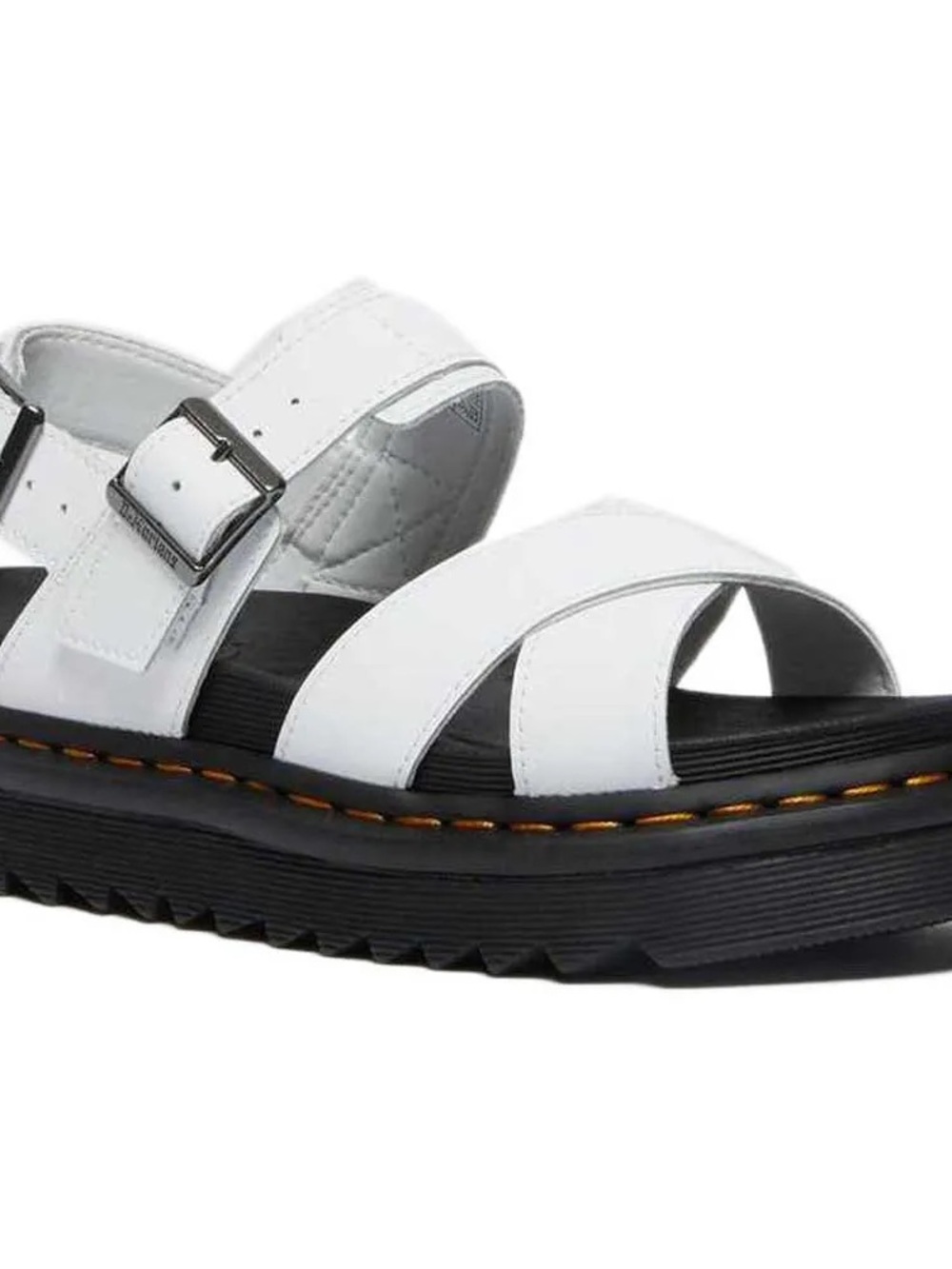 White Dr. Martens Women's Leather Buckle Strap Sandals